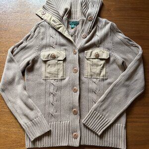 Lauren Ralph Lauren Button up funnel neck cardigan with pockets